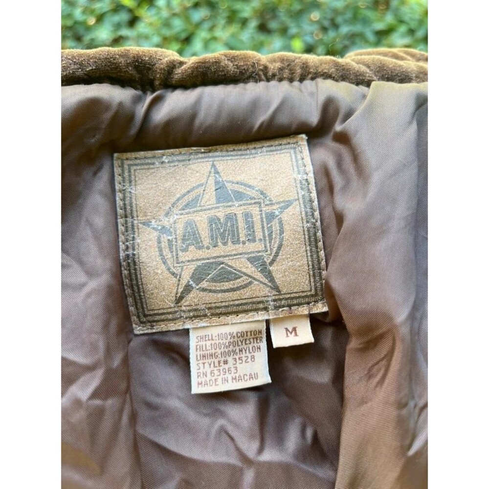 Vintage A.M.I. Brown Velvet Quilted Jacket Size M - Picture 7 of 7